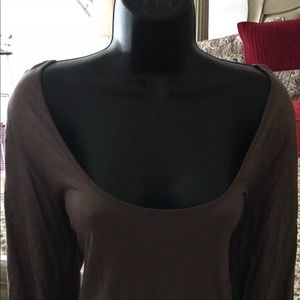 EXPRESS women sz L solid glitter brown TOP